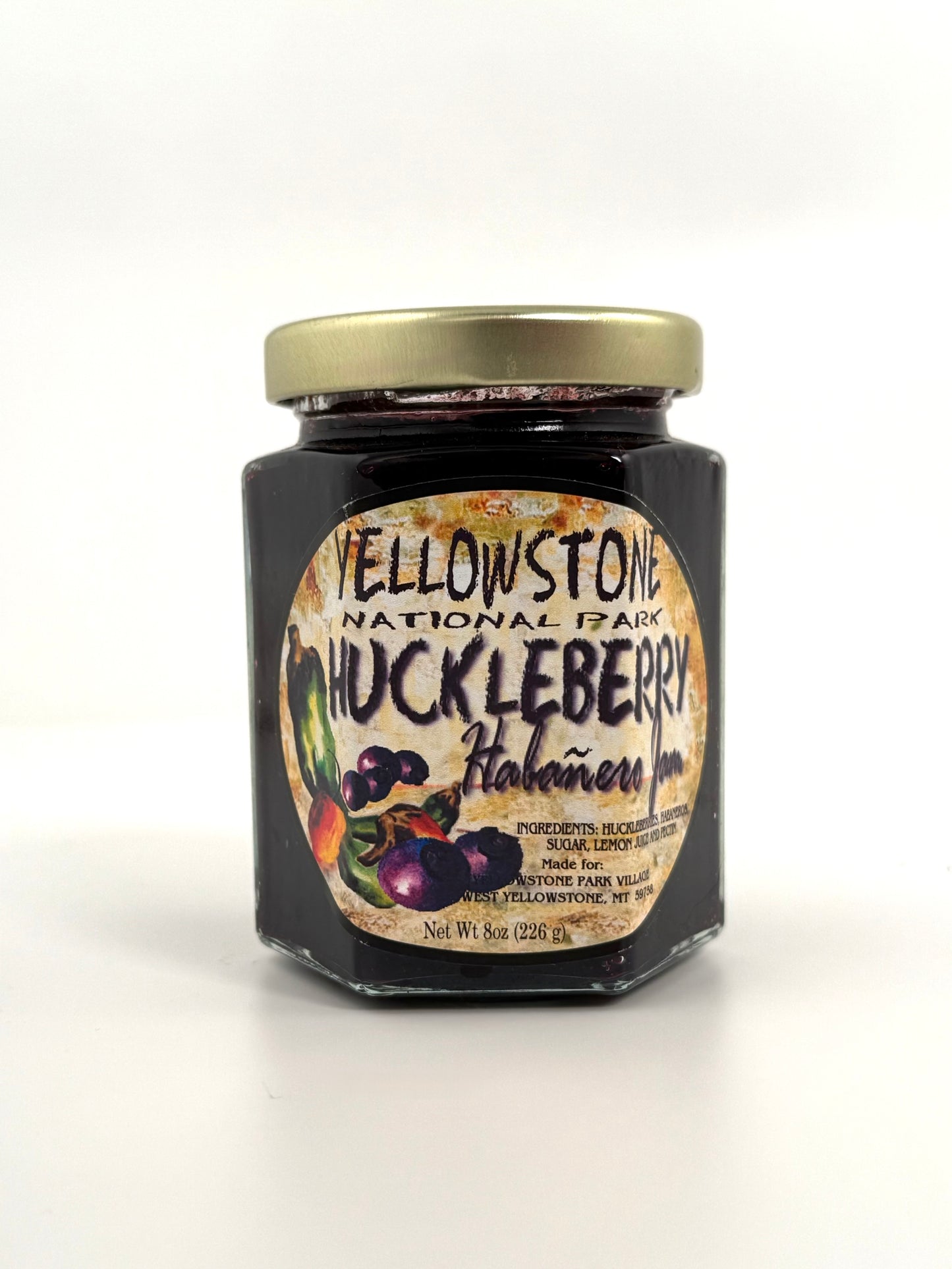 Spicy huckleberry habañero jam jar