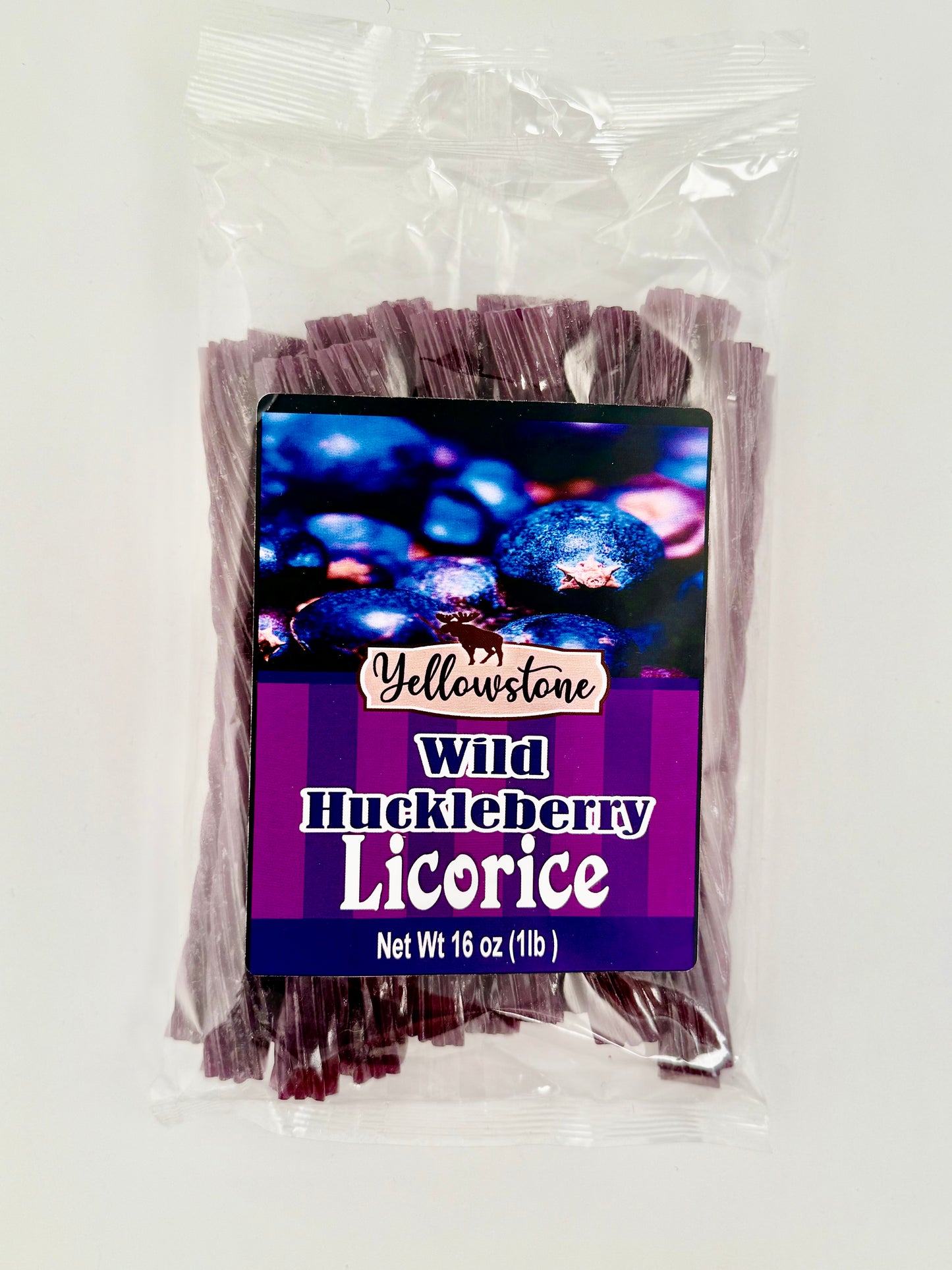 Huckleberry licorice ropes in twist packaging