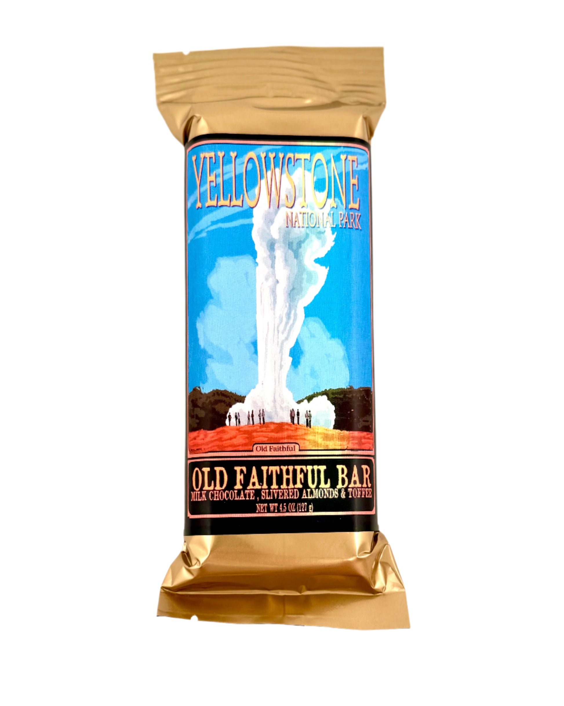 Old Faithful chocolate bar with nougat and peanuts, sealed in original wrapper