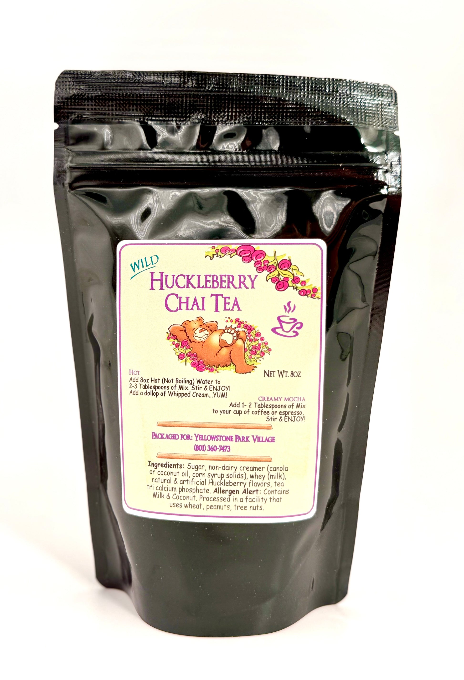 Bag of chai tea blend with huckleberry flavor notes