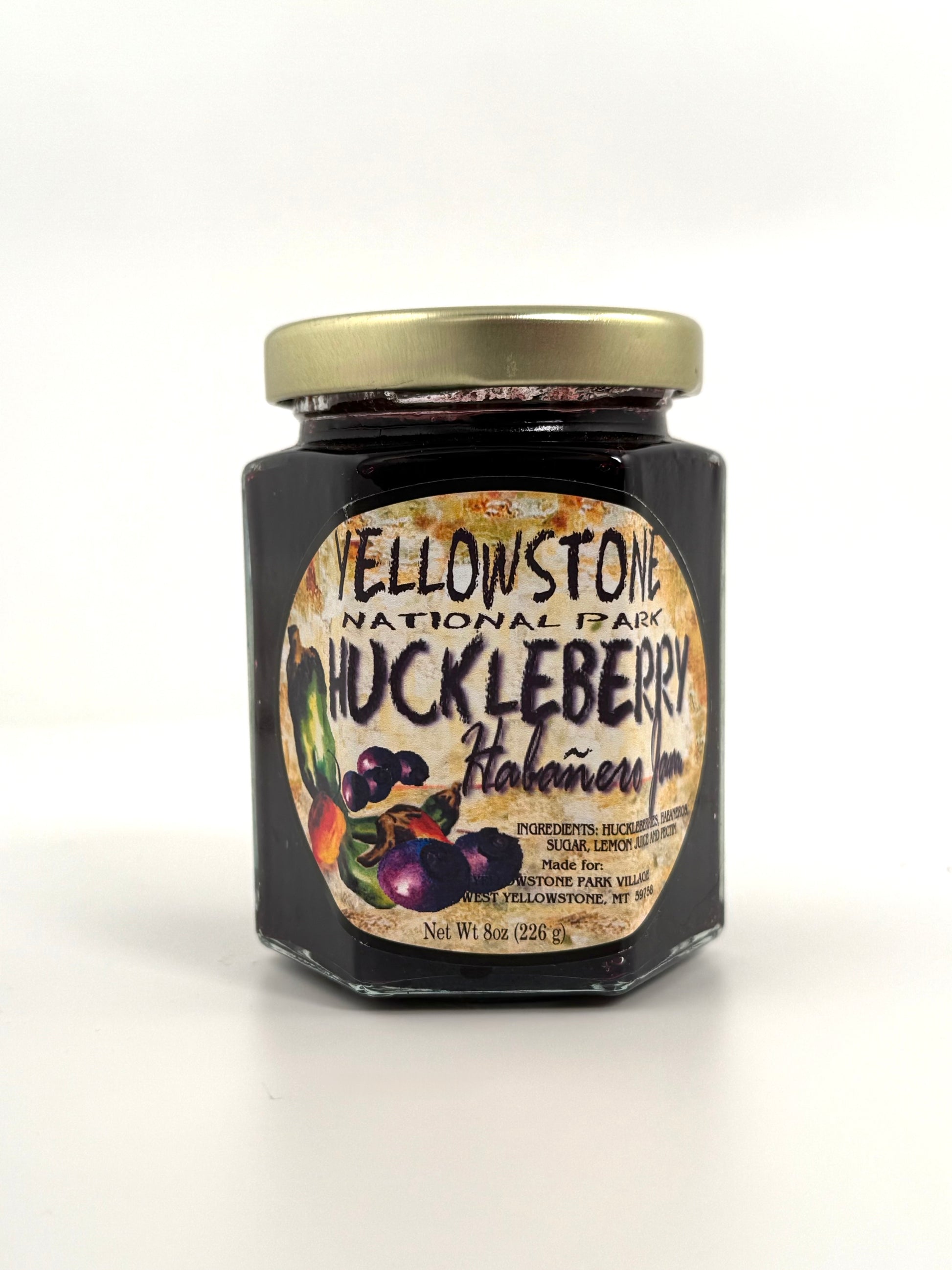 Spicy huckleberry habañero jam jar