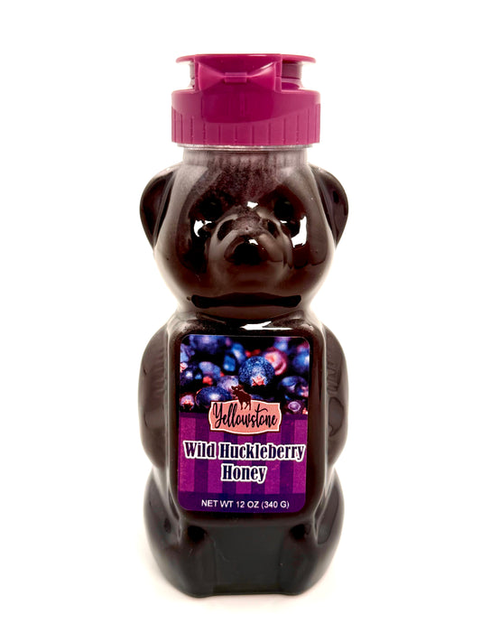 Bear bottle of sweet huckleberry honey