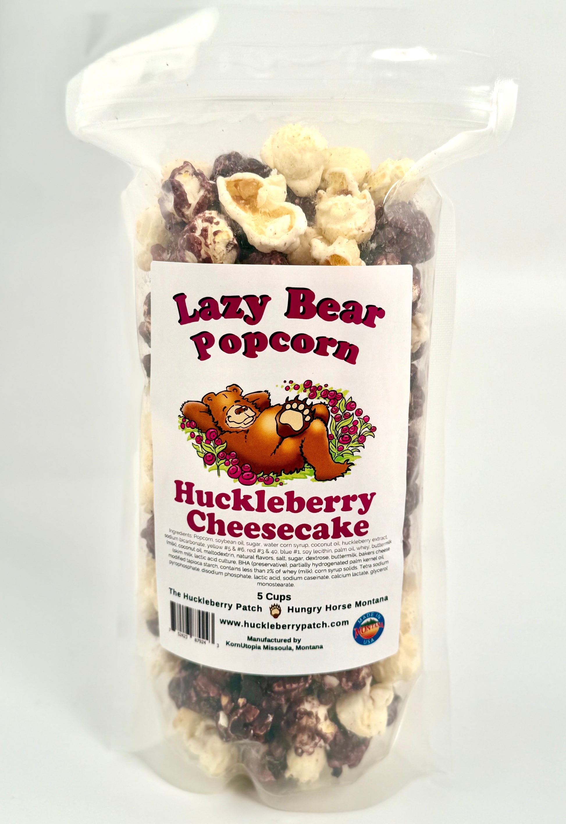 Bag of huckleberry cheesecake popcorn blend