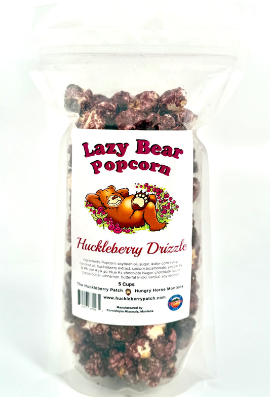 Popcorn drizzled with huckleberry glaze