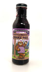 Bottle of huckleberry shake mix, purple berry-flavored drink sauce