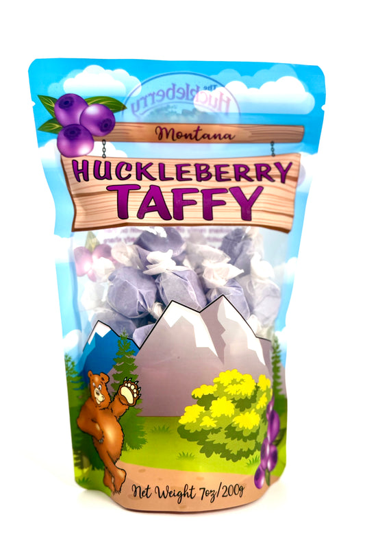 Individually wrapped purple huckleberry taffy pieces