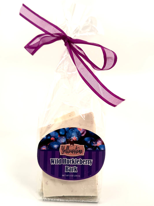 Huckleberry chocolate bark with berry pieces"