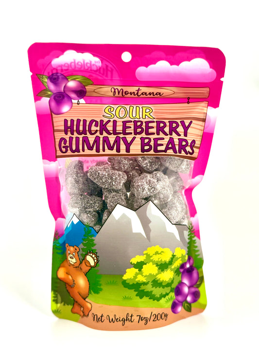Vibrant colored package with clear view of sour gummy bears