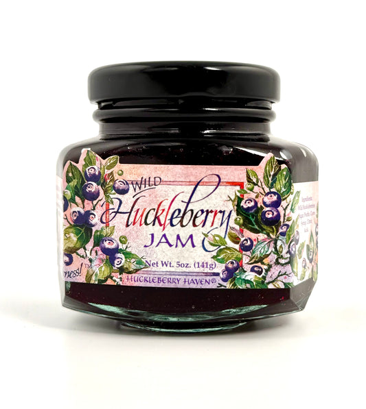 Sweet mountain berry jam in purple jar