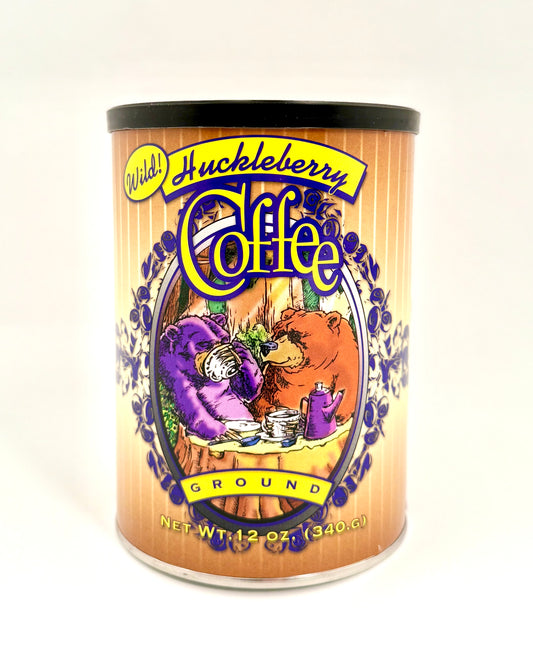 Container of sweet huckleberry ground coffee