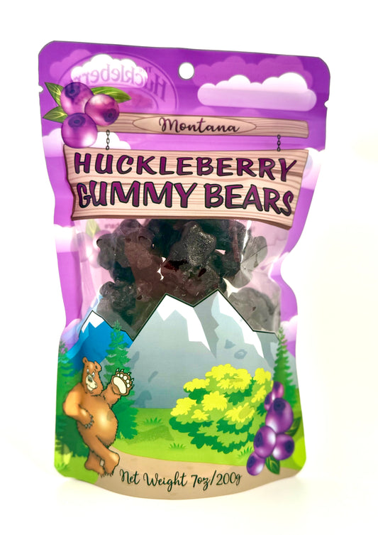 Bold purple package with bear and clear packaging